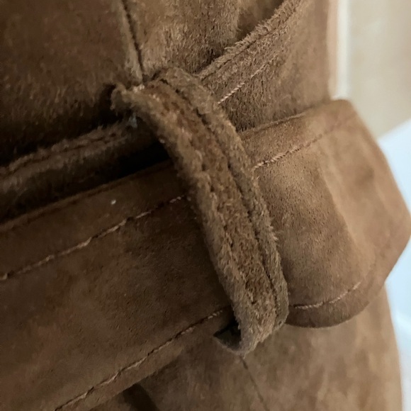 COPY - Genuine Leather Long Brown Suede Trench Style Coat. - Picture 9 of 16